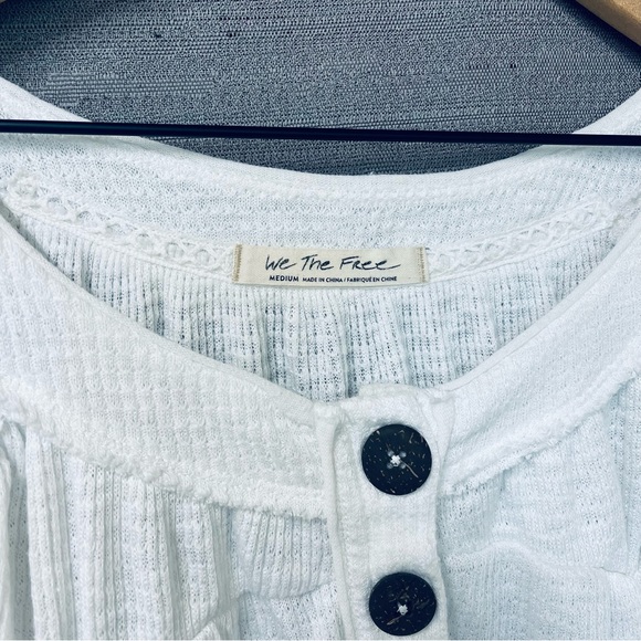 Free People We the Free Must Have Waffle-Knit Henley Tee - Ivory Medium - Picture 3 of 11